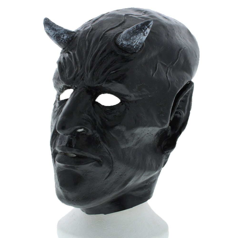 Zac's Alter Ego - Scary Black Demon Latex Head Masker - Zwart